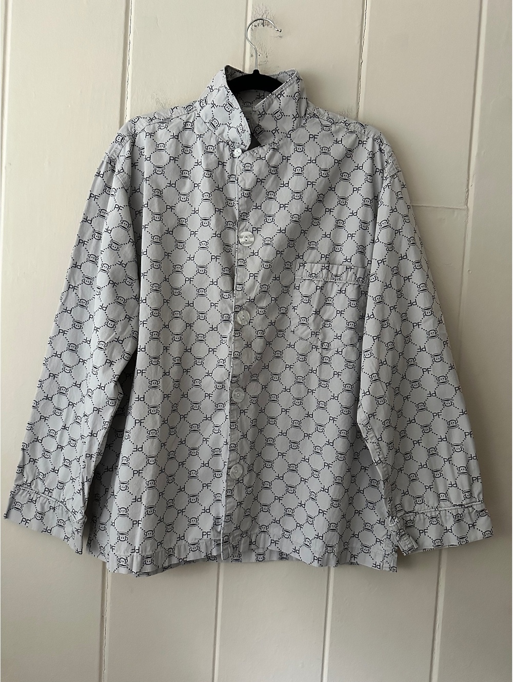 Vintage Paul Frank Y2K Monogram Pajama Top Julius Monkey Cotton Grey Size Medium